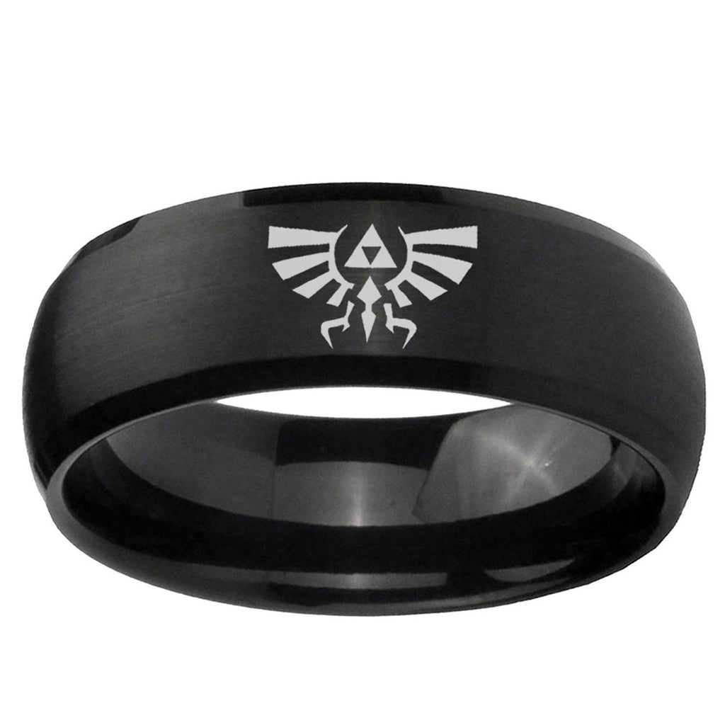 10mm Zelda Skyward Sword Dome Brush Black Tungsten Ring
