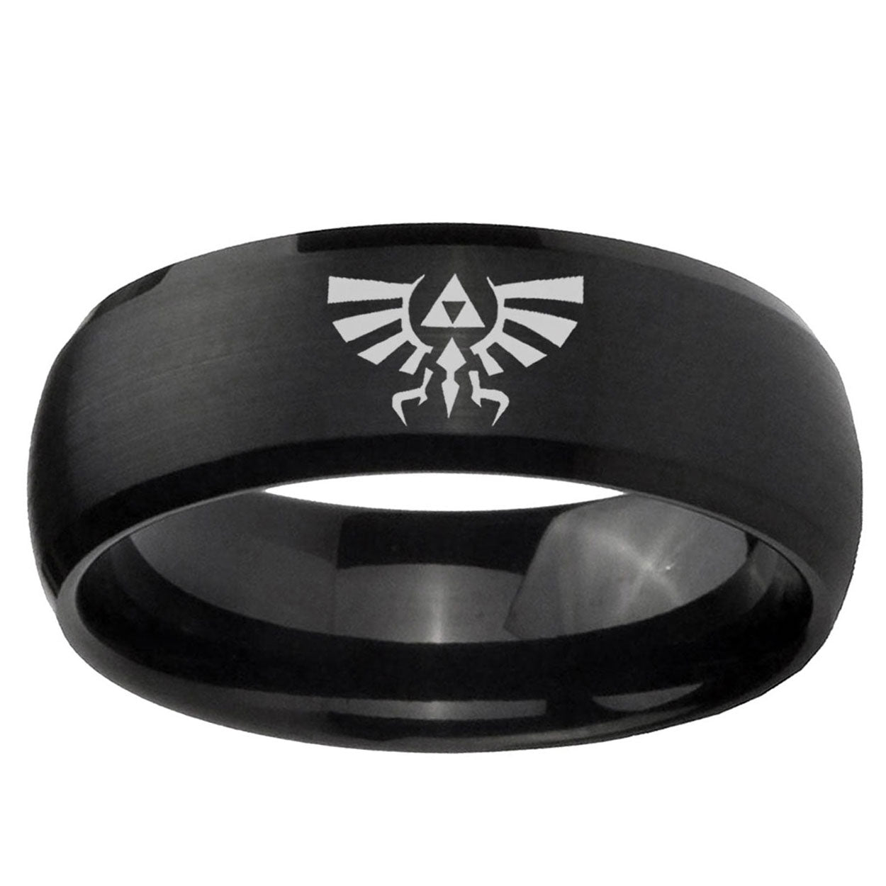 5MMZelda Skyward Sword Dome Brush Black Tungsten Mens Ring