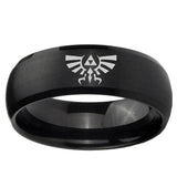 5, 8mm Zelda Skyward Sword Dome Brush Black Tungsten Carbide Mens Engagement Ring