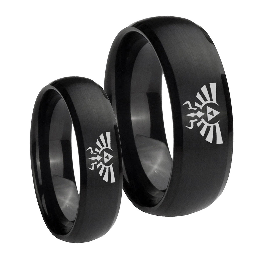 Zelda Skyward Sword Dome Brush Black Tungsten Mens Band Set