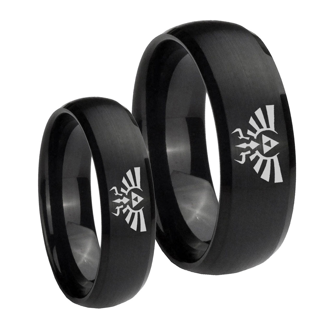 Zelda Skyward Sword Dome Brush Black Tungsten Mens Band Set