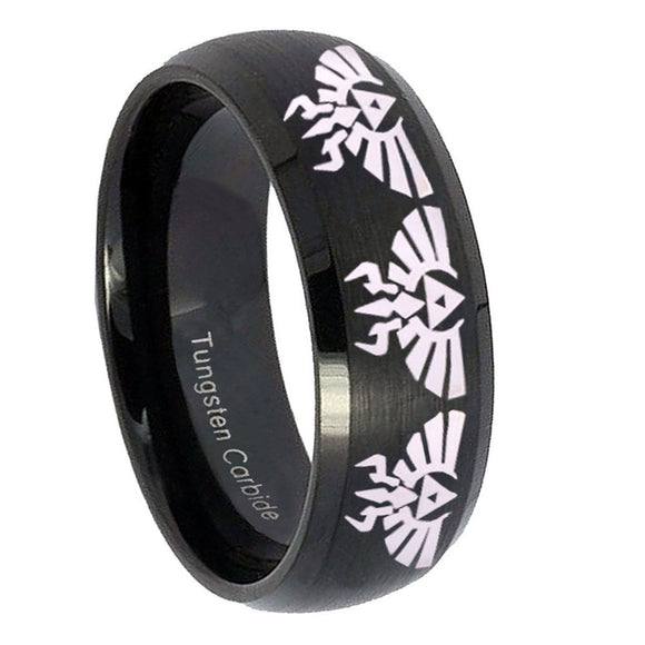 8mm-Multiple-Zelda-Skyward-Sword-Dome-Brush-Black-Tungsten-Men's-Wedding-Ring