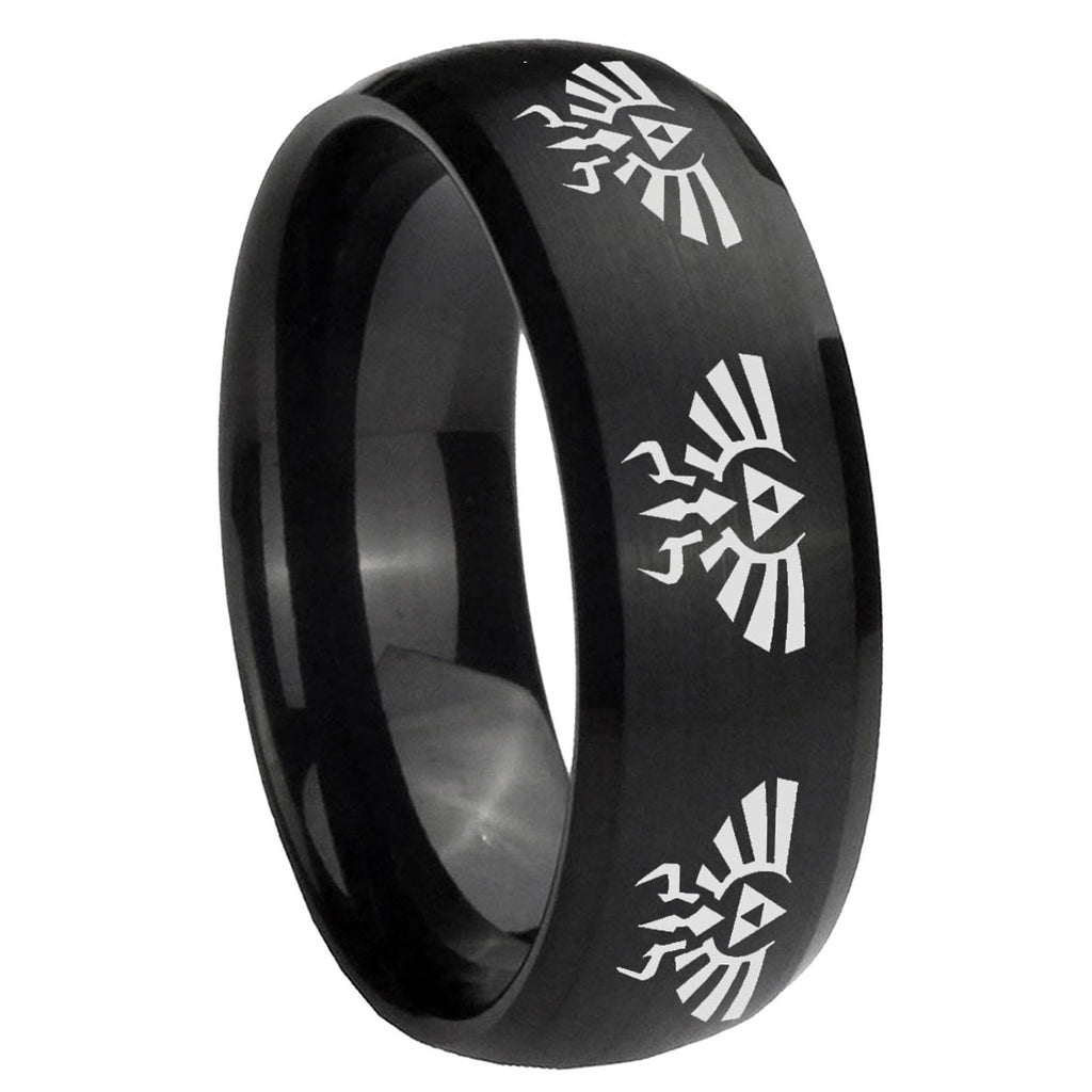 8MM Multiple Zelda Skyward Sword Dome Brush Black Tungsten Ring