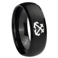 10mm Anchor Dome Brush Black Tungsten Carbide Mens Engagement Ring