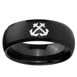 5, 8mm Anchor Dome Brush Black Tungsten Ring
