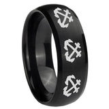 8mm Multiple Anchor Dome Brush Black Tungsten Carbide Mens Wedding Band