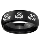 5, 8mm Multiple Anchor Dome Brush Black Tungsten Ring