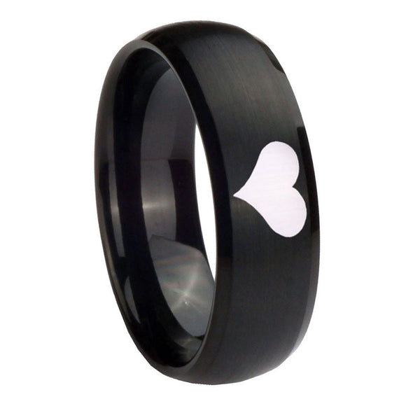 10mm-Heart-Dome-Brush-Black-Tungsten-Carbide-Men's-Engagement-Ring