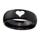 10mm-Heart-Dome-Brush-Black-Tungsten-Carbide-Men's-Engagement-Ring