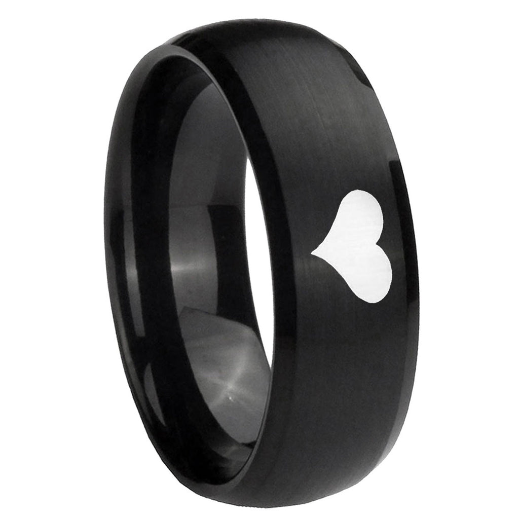 10mm Heart Dome Brush Black Tungsten Carbide Men's Engagement Ring