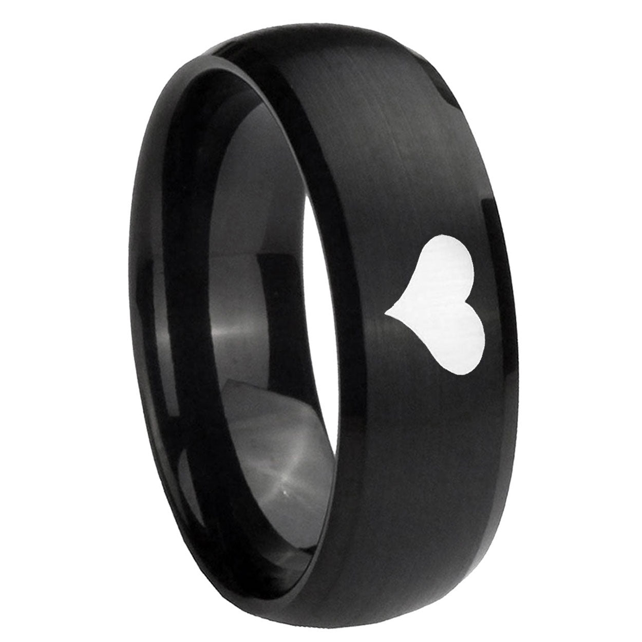 10mm Heart Dome Brush Black Tungsten Carbide Men's Engagement Ring