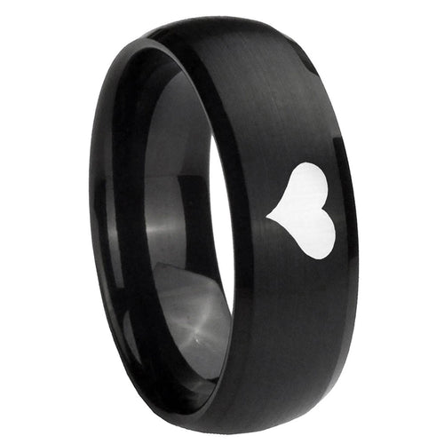 10mm Heart Dome Brush Black Tungsten Carbide Men's Engagement Ring