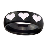 8mm-Multiple-Heart-Dome-Brush-Black-Tungsten-Carbide-Men's-Engagement-Ring