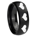 8MM Multiple Heart Dome Brush Black Tungsten Engagement Ring