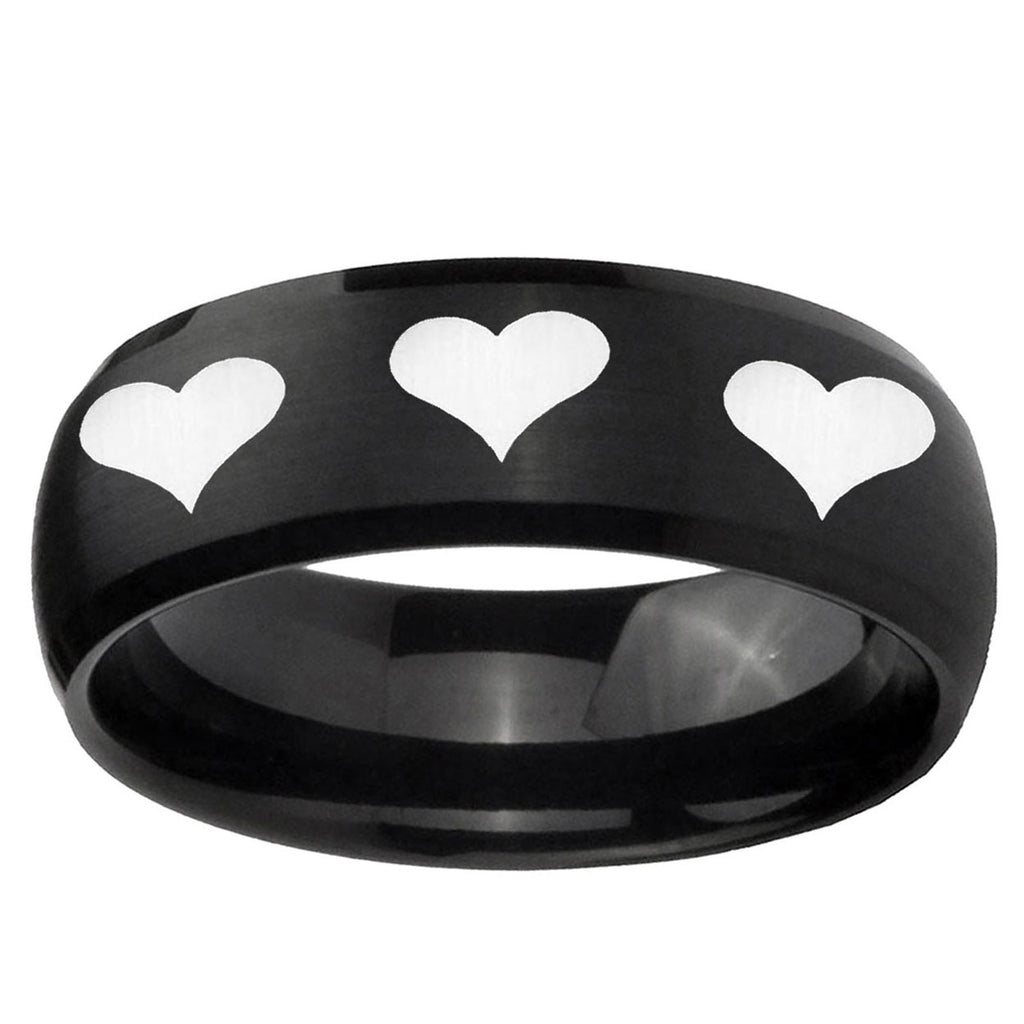 5MMMultiple Heart Dome Brush Black Tungsten Engagement Ring