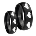 Multiple Heart Dome Brush Black Tungsten Couples Ring Set