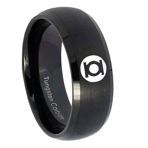 8mm Green Lantern Dome Matte Black Tungsten Men Ring
