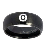 5, 8mm Green Lantern Dome Matte Black Tungsten Men Ring