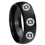 8mm Multiple Green Lantern Dome Matte Black Silver Wedding Bands For Him