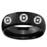 5, 8mm Multiple Green Lantern Dome Matte Black Silver Wedding Bands For Him