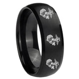 8mm Multiple Marine Dome Brush Black Tungsten Carbide Promise Ring