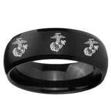5, 8mm Multiple Marine Dome Brush Black Tungsten Carbide Promise Ring