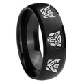 10mm Transformers Autobot Decepticon Dome Brush Black Tungsten Carbide Mens Bands Ring