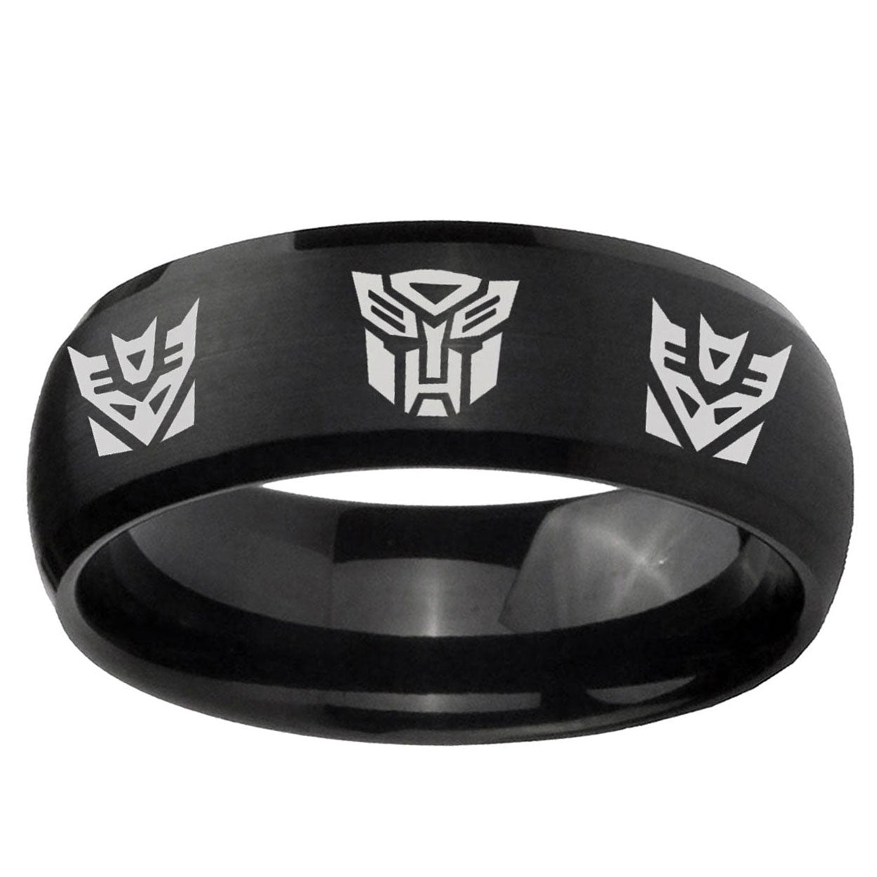 5MMTransformers Autobot Decepticon Dome Brush Black Tungsten Ring 