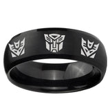 5, 8mm Transformers Autobot Decepticon Dome Brush Black Tungsten Ring