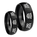 Transformers Autobot Decepticon Dome Brush Black Tungsten Bridal Set Rings