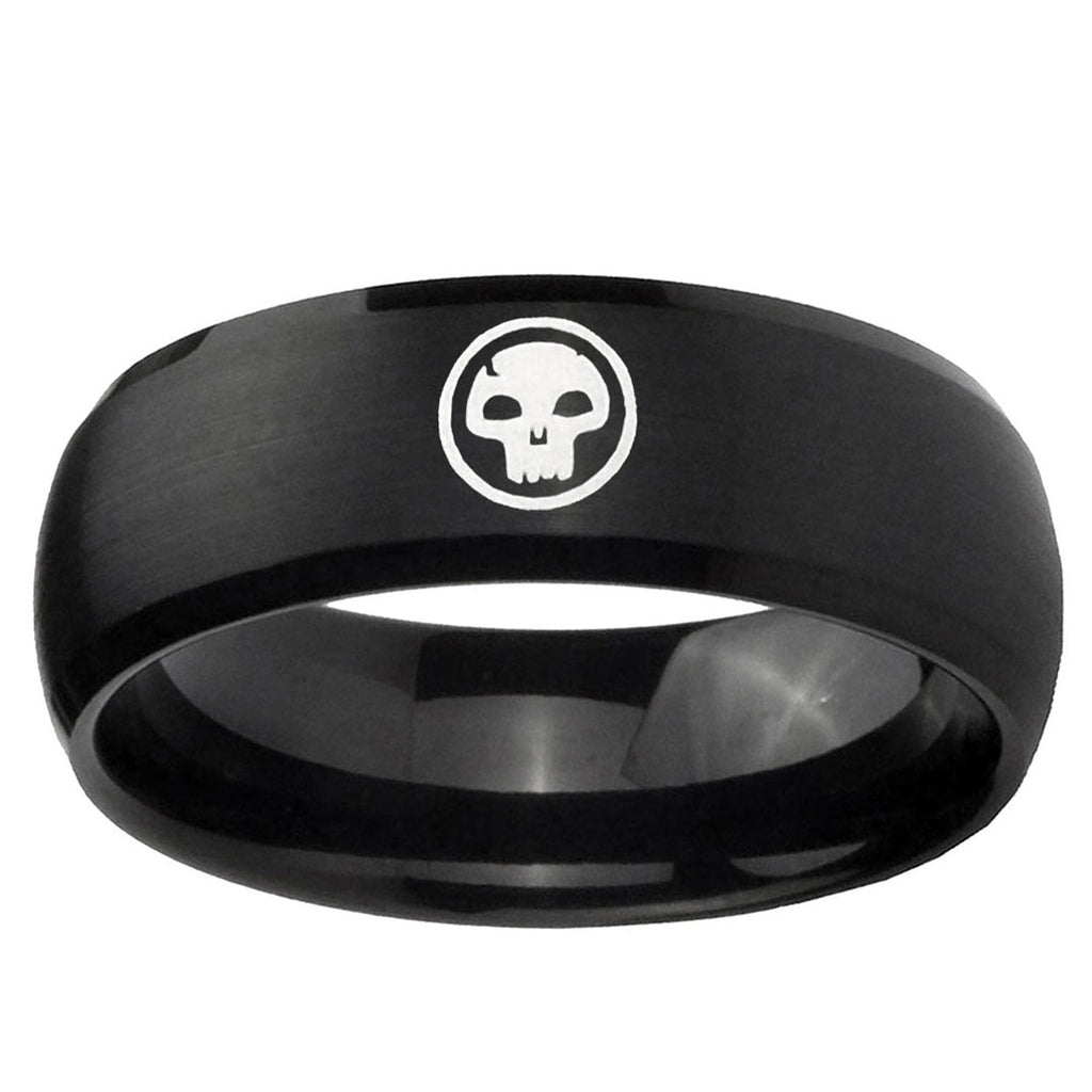 5MMSkull Dome Brush Black Tungsten Mens Engagement Band
