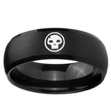 10mm Skull Dome Brush Black Tungsten Carbide Mens Bands Ring