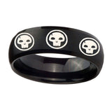 10mm-Multiple-Skull-Dome-Brush-Black-Tungsten-Carbide-Men's-Wedding-Band