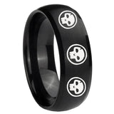 8mm Multiple Skull Dome Brush Black Tungsten Carbide Mens Promise Ring