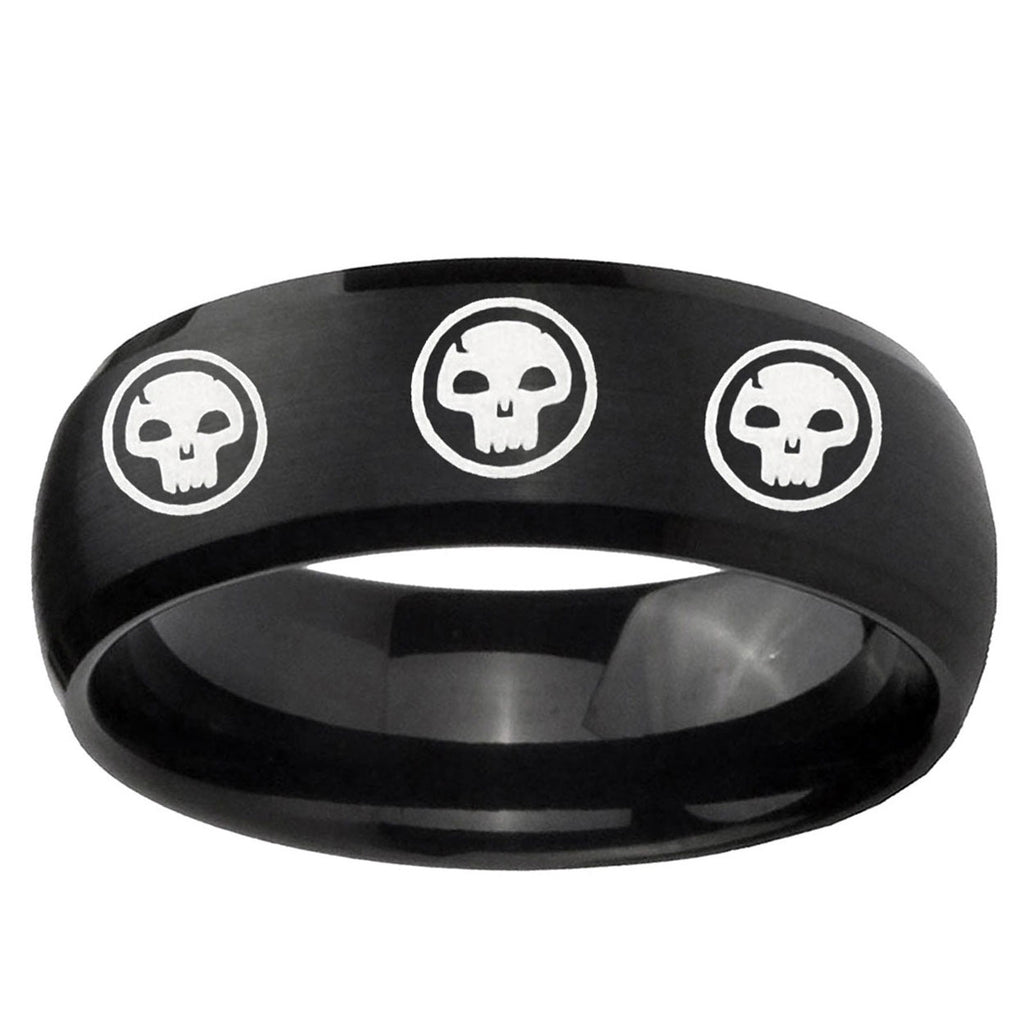 5MMMultiple Skull Dome Brush Black Tungsten Mens Promise Ring
