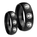 Multiple Skull Dome Brush Black Tungsten Wedding Set Ring