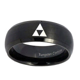 10mm-Zelda-Triforce-Dome-Brush-Black-Tungsten-Carbide-Mens-Ring
