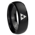 10mm Zelda Triforce Dome Brush Black Tungsten Carbide Mens Ring