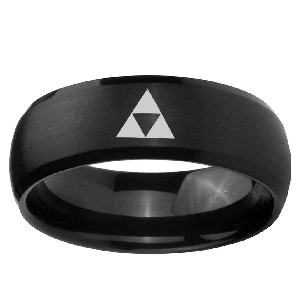 5MMZelda Triforce Dome Brush Black Tungsten Men's Bands Ring