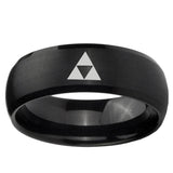 5, 8mm Zelda Triforce Dome Brush Black Tungsten Ring
