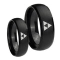 Zelda Triforce Dome Brush Black Tungsten Mens Ring Set