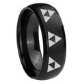 10mm Multiple Zelda Triforce Dome Brush Black Tungsten Mens Promise Ring