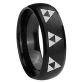 8mm Multiple Zelda Triforce Dome Brush Black Tungsten Carbide Men's Band Ring