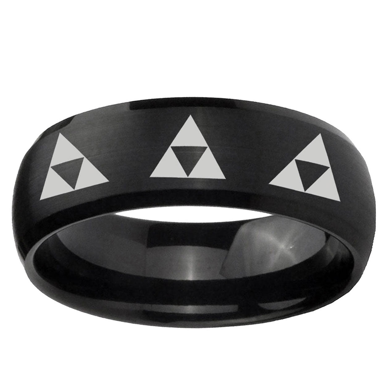 5MMMultiple Zelda Triforce Dome Brush Black Tungsten Ring