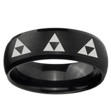 5, 8mm Multiple Zelda Triforce Dome Brush Black Tungsten Ring