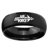 5, 8mm Air Force Satin Black Dome Tungsten Carbide Laser Engraved Ring