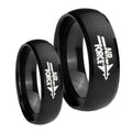 Air Force Brush Black Dome Tungsten Promise Ring Set