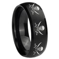 8MM Multiple Skull Pirate Dome Brush Black Tungsten Ring