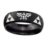 10mm-Legend-of-Zelda-Dome-Brush-Black-Tungsten-Carbide-Wedding-Engagement-Ring