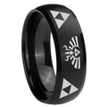 8MM Legend of Zelda Dome Brush Black Tungsten Mens Wedding Ring